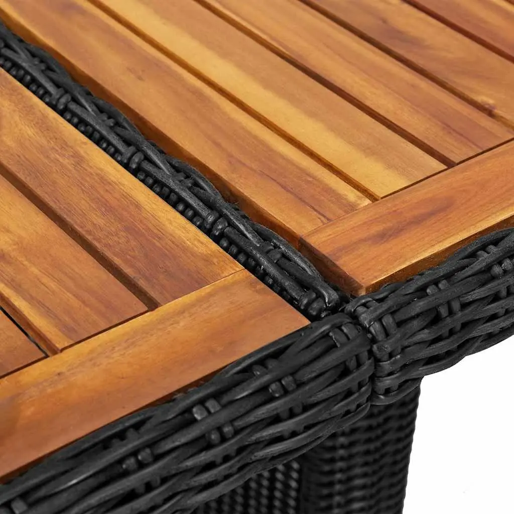 Black Outdoor Dining Table with Solid Acacia Top