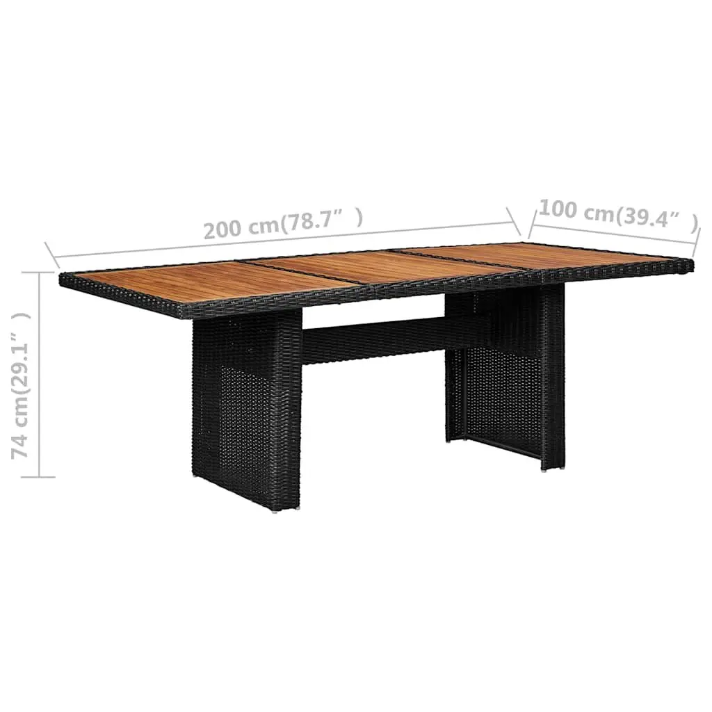 Black Outdoor Dining Table with Solid Acacia Top