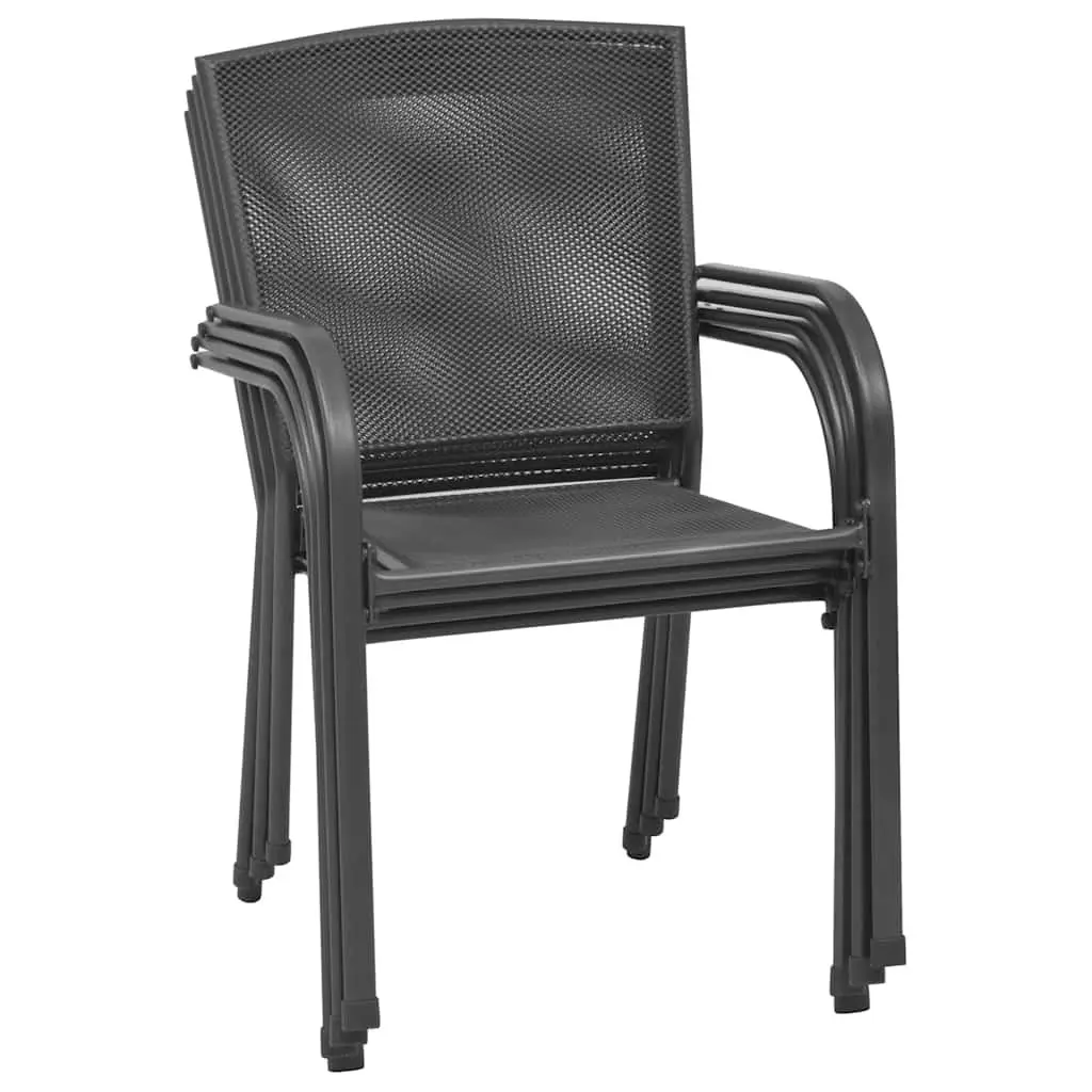 Outdoor Chairs Set 4 pcs Mesh Design Anthracite Steel Patio Garden Seating