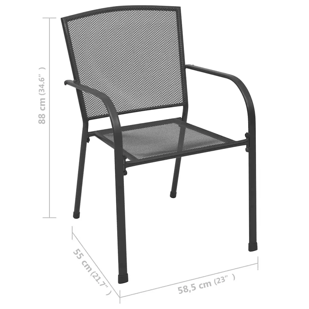 Outdoor Chairs Set 4 pcs Mesh Design Anthracite Steel Patio Garden Seating