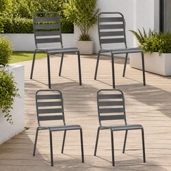 Reliable Outdoor Seating: 4 Steel Chairs in Dark Grey