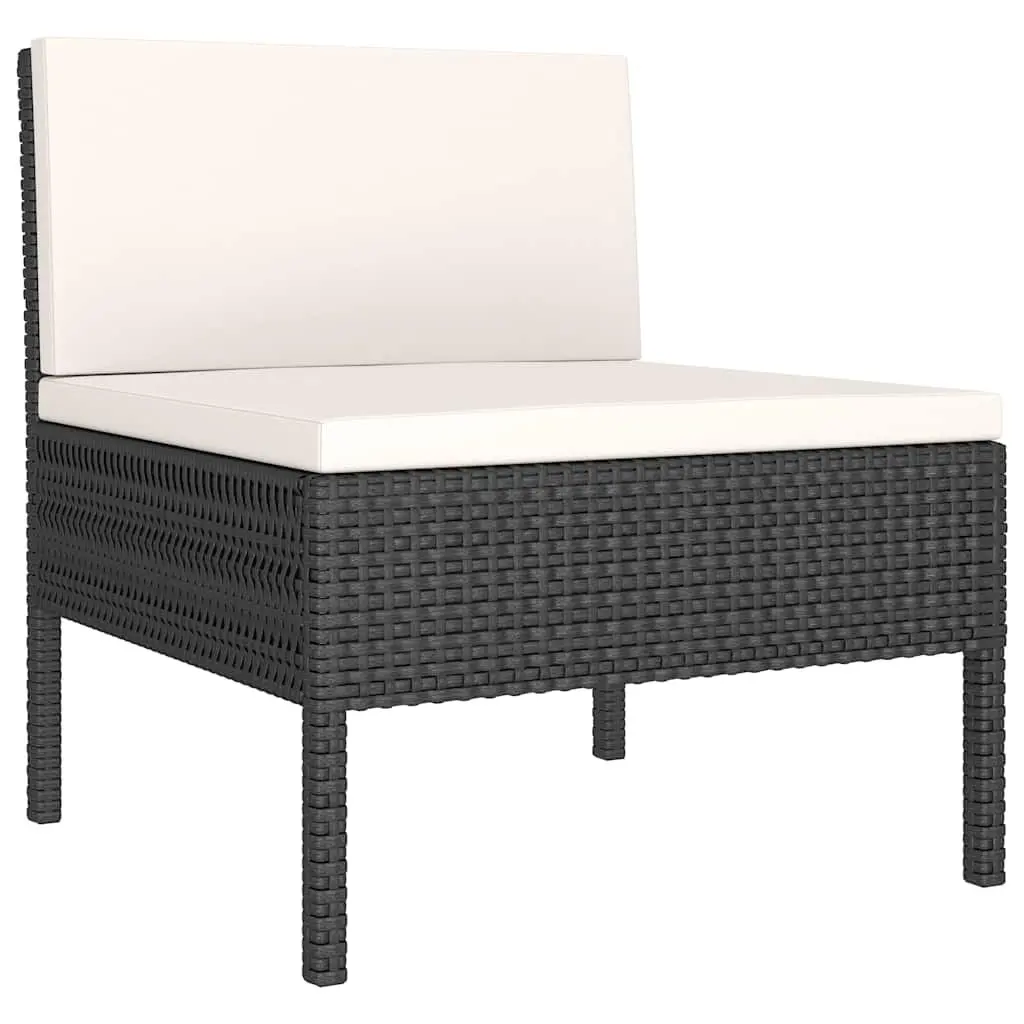 Outdoor Lounge Set 3 Piece Garden Furniture Rattan Sofa Chair Table Black
