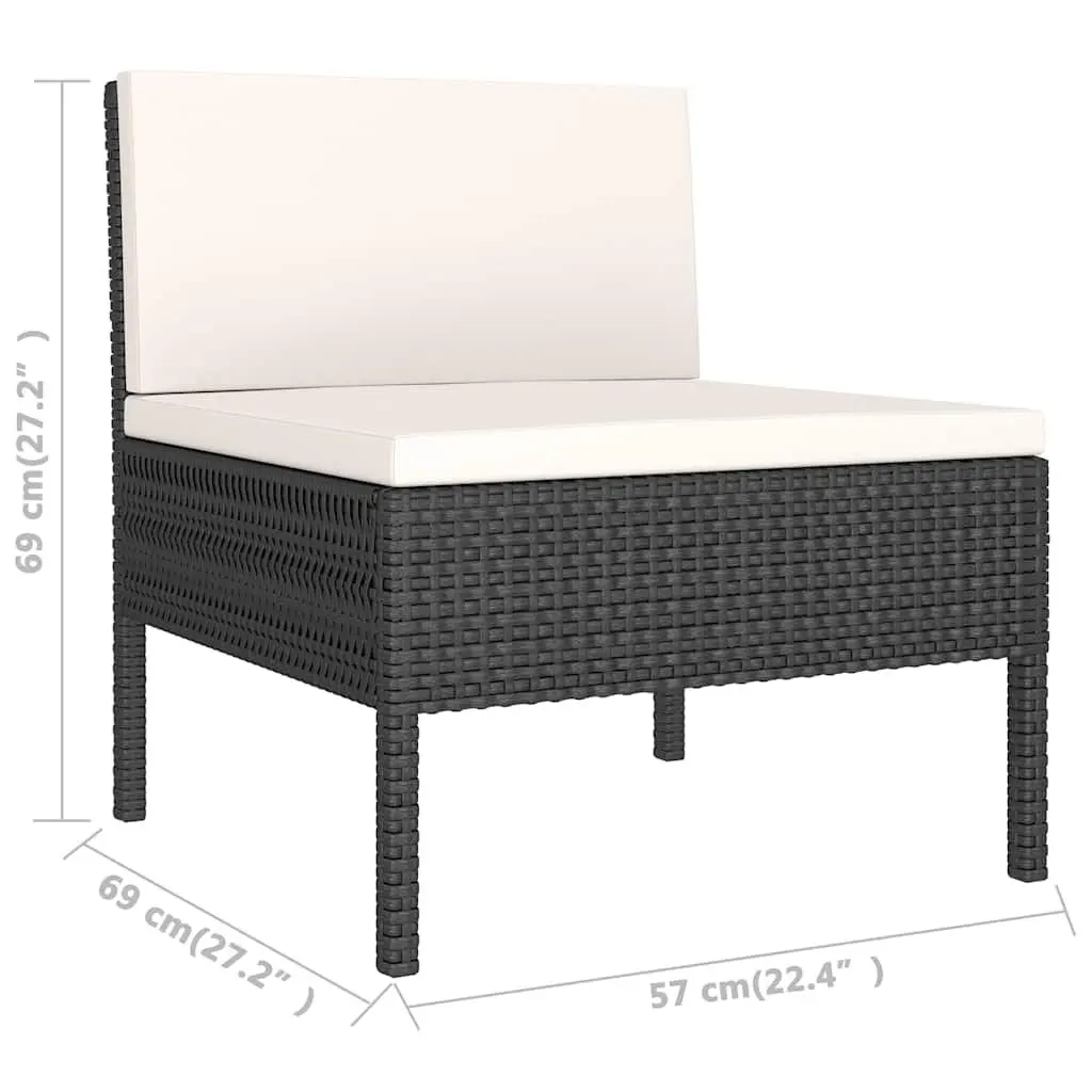 Outdoor Lounge Set 3 Piece Garden Furniture Rattan Sofa Chair Table Black