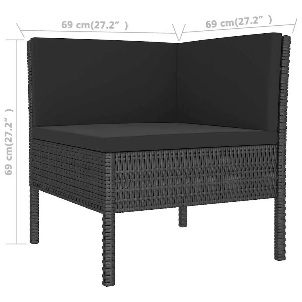 Garden Lounge Set Outdoor Furniture 3 Piece Poly Rattan Sofa Coffee Table Black