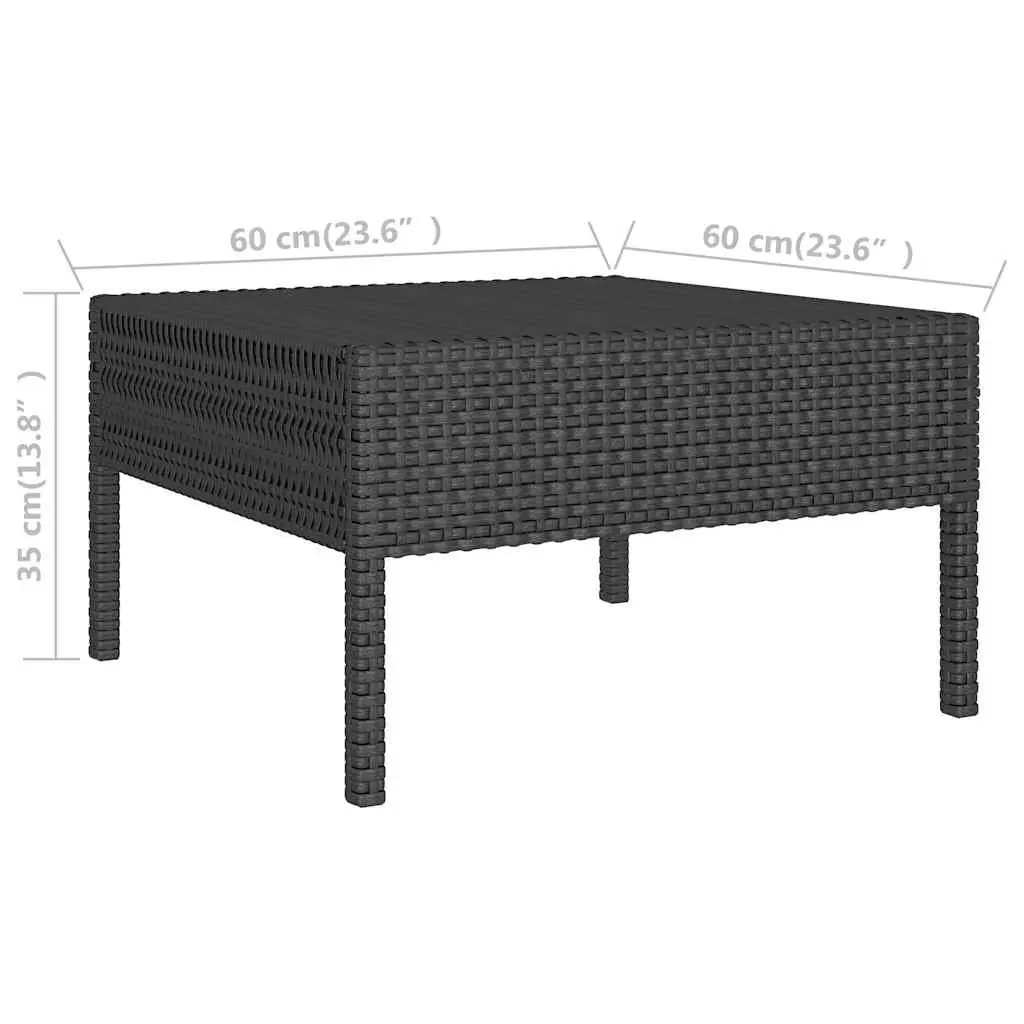 Garden Lounge Set Outdoor Furniture 3 Piece Poly Rattan Sofa Coffee Table Black