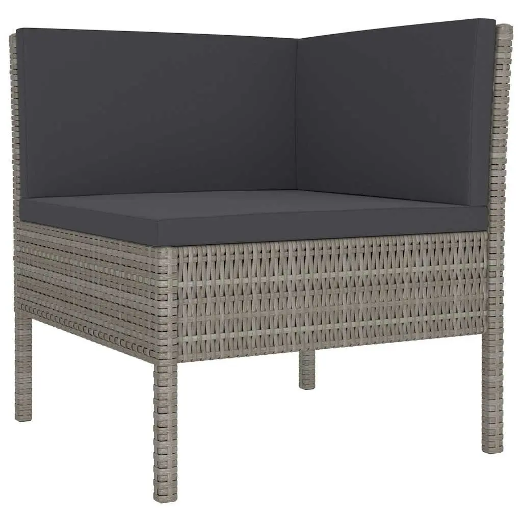 Garden Lounge Set 3 Piece Outdoor Furniture Cushions Grey