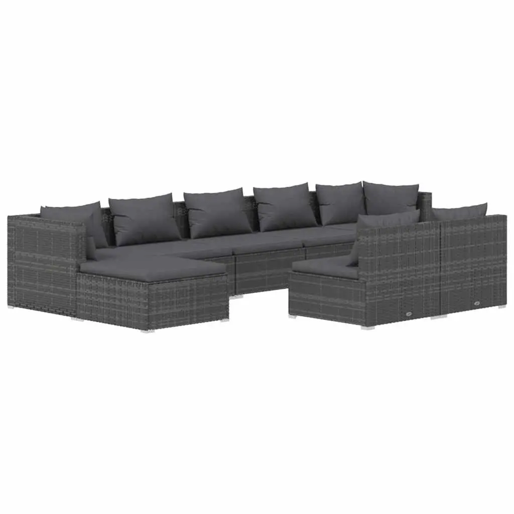 9 Piece Garden Lounge Set Outdoor Patio Furniture Cushions Grey Rattan