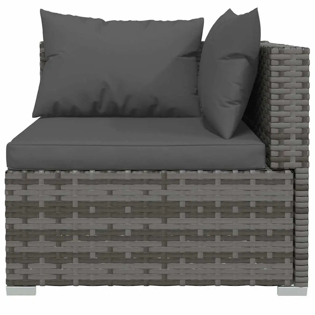 Garden Lounge Set 10 Pieces Modular Cushions Grey Poly Rattan Outdoor Patio