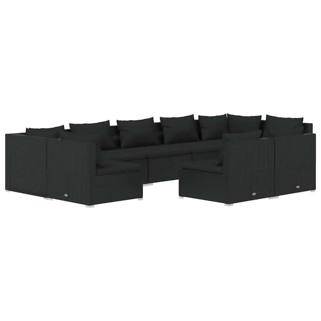 Garden Lounge Set 9 Piece Outdoor Furniture Modular Patio Sofa Black PE Rattan