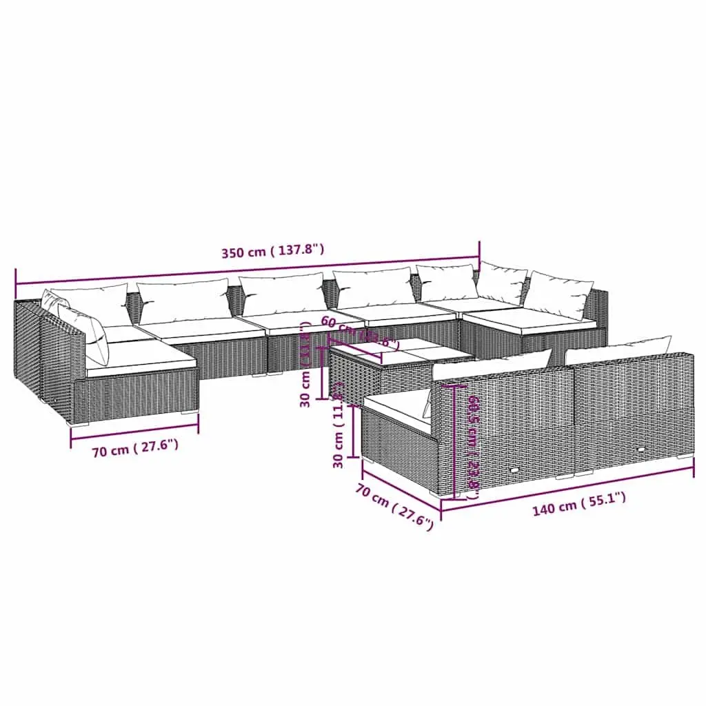 10 Piece Garden Lounge Set