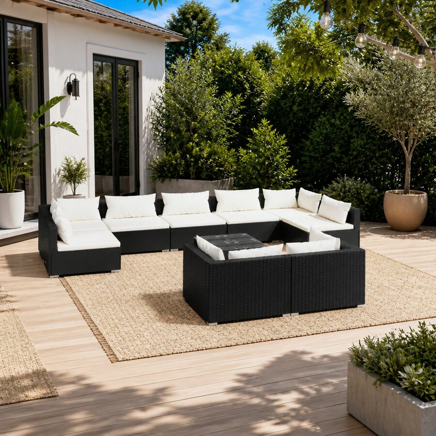 Practical and Affordable 10-Piece Garden Lounge Set