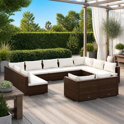 Comfortable 11 Piece Brown Lounge Set for Your Garden