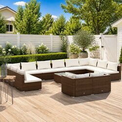 Comfort-Focused 13-Piece Brown PE Rattan Lounge Set