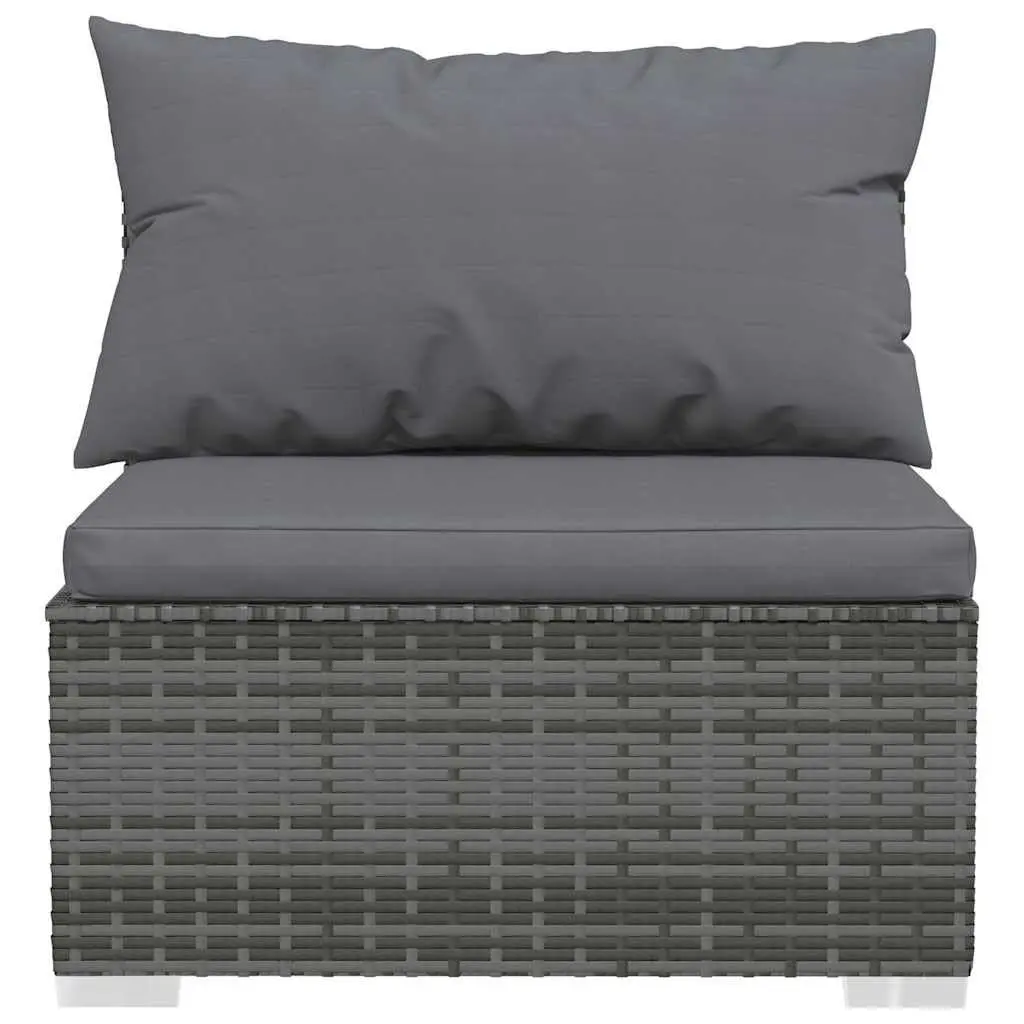 11 Piece Modular Outdoor Garden Lounge Set Grey Poly Rattan Sofa