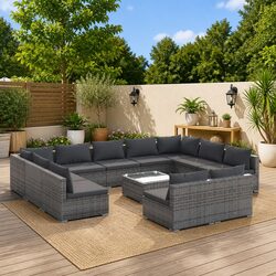 Versatile 12 Piece Grey Garden Lounge Set for Your Patio