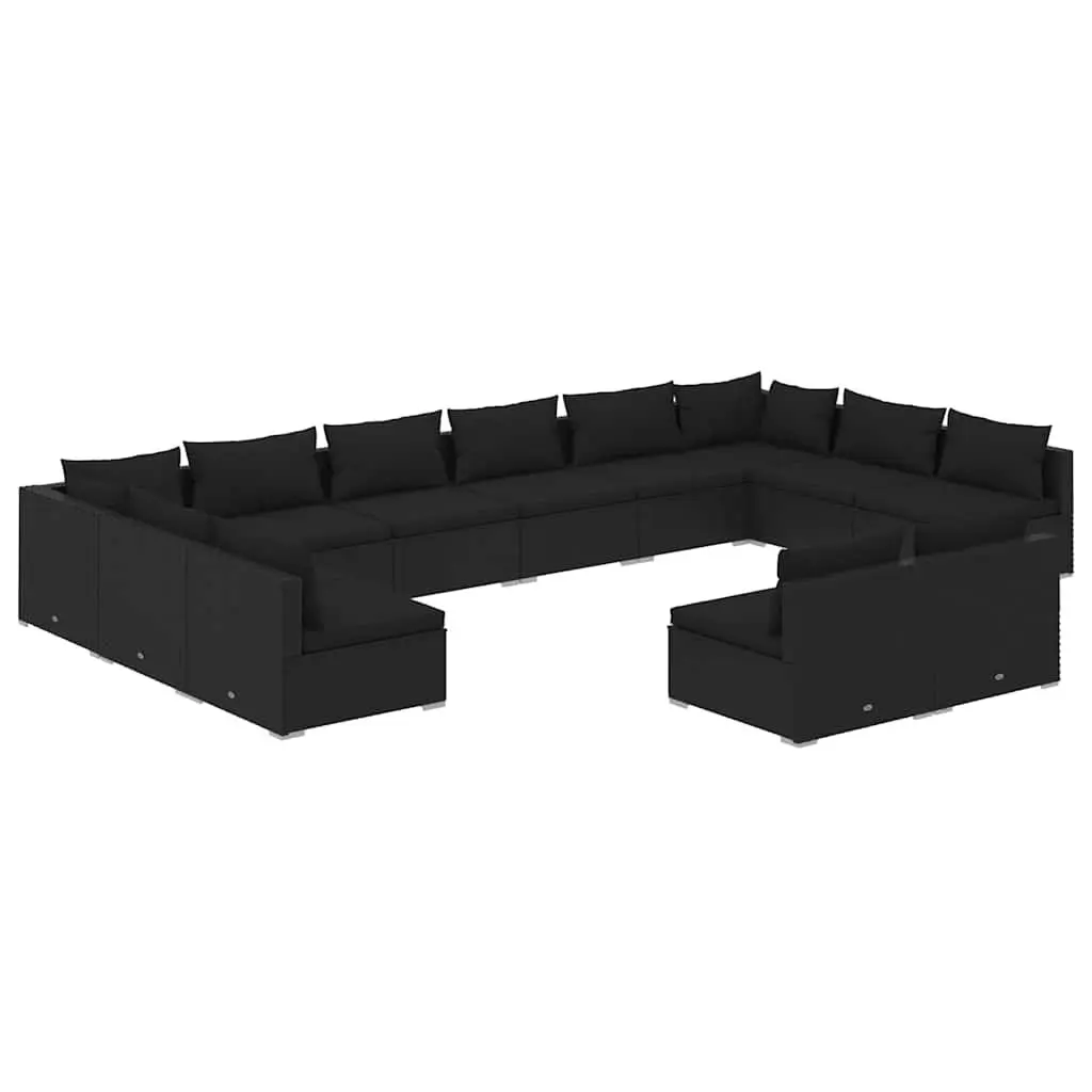 Garden Lounge Set 12 Piece Outdoor Patio Furniture Modular Black