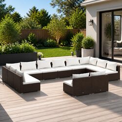 Comfort and Durability: 12 Piece Brown Lounge Set for Outdoors