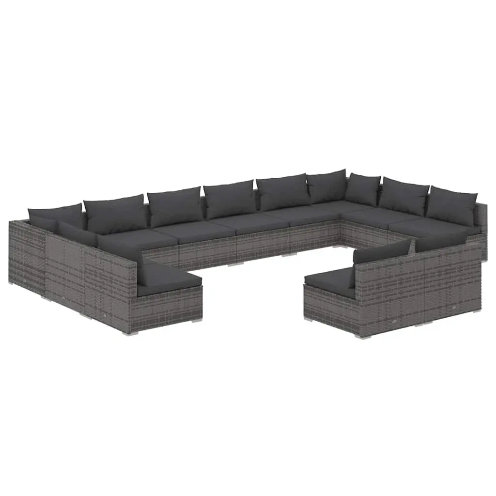 12 Piece Garden Lounge Set Modular Outdoor Furniture Grey