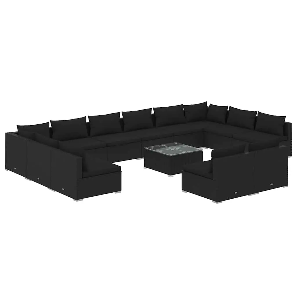 Garden Lounge Set 13 Piece Outdoor Furniture Modular Black PE Rattan Sofa
