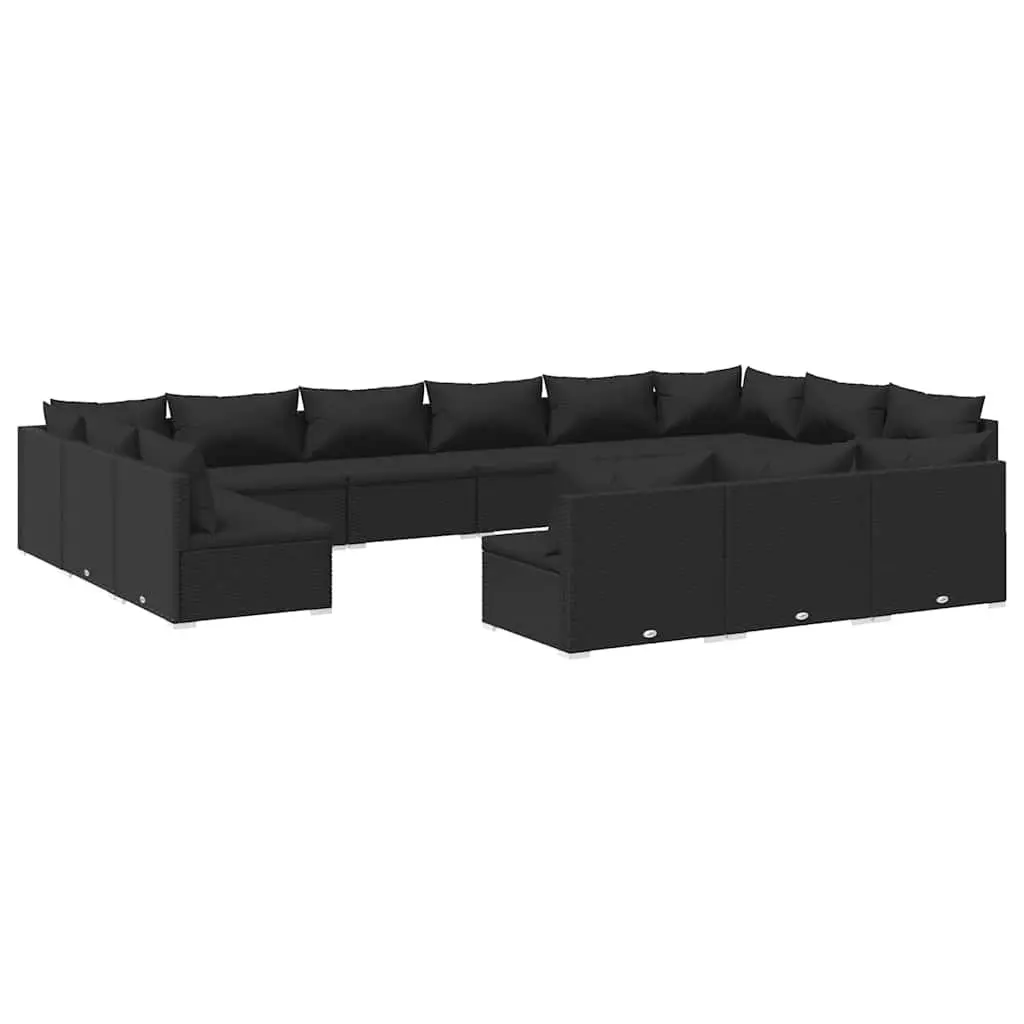 Garden Lounge Set 13 Piece Black Outdoor Furniture Patio Sectional