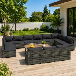 Comfortable 13 Piece Garden Lounge Set in Grey