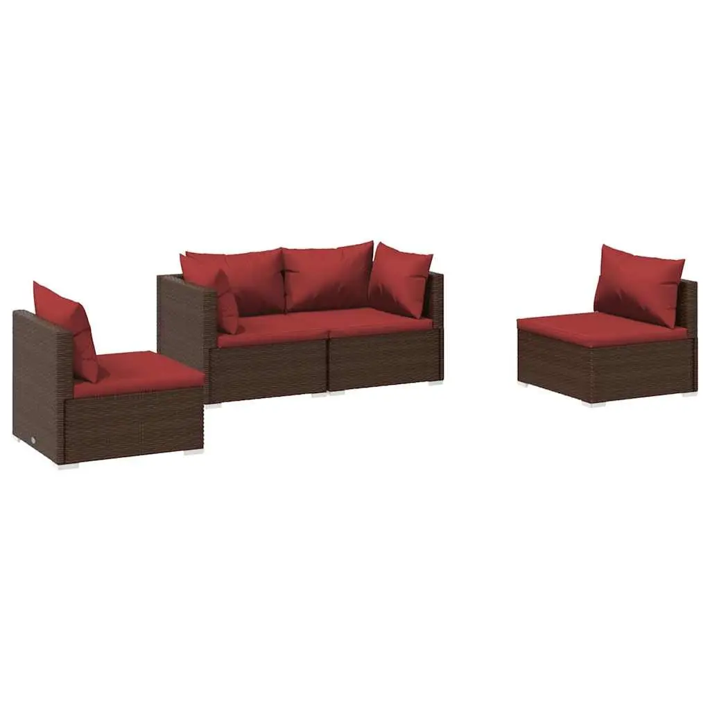 Garden Lounge Set Modular Outdoor Patio Furniture 4 Piece Brown