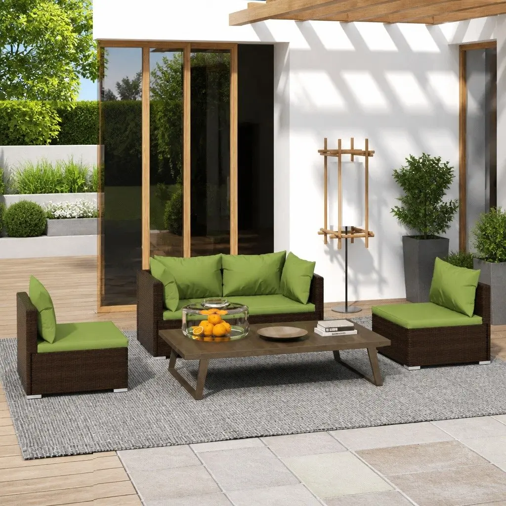 Garden Lounge Set 4 Piece Outdoor Furniture Poly Rattan Patio Sofa Cushions