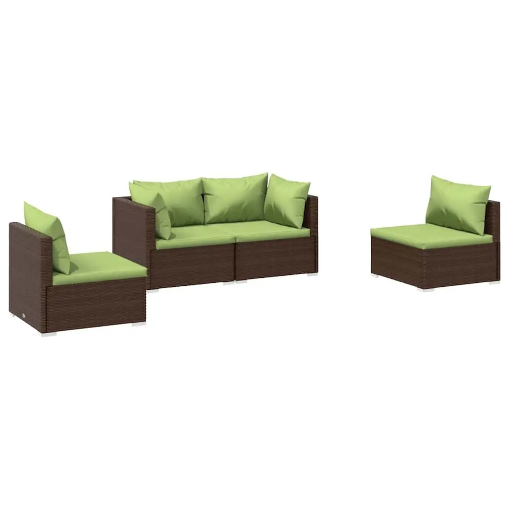 Garden Lounge Set 4 Piece Outdoor Furniture Poly Rattan Patio Sofa Cushions
