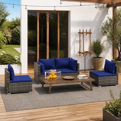 Comfortable 4-Piece Grey Patio Lounge Set