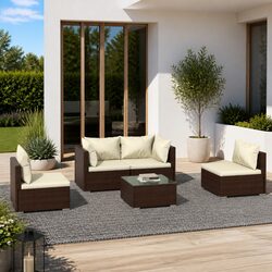 Comfortable 5-Piece Outdoor Lounge Set with Removable Cushions