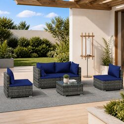 Comfort and Value: 5-Piece Grey Outdoor Lounge Set