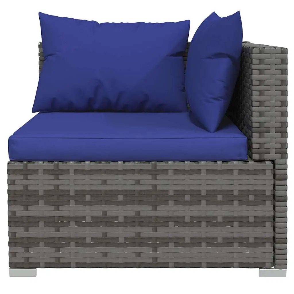 5 Piece Outdoor Garden Lounge Set Grey PE Rattan Patio Furniture with Cushions