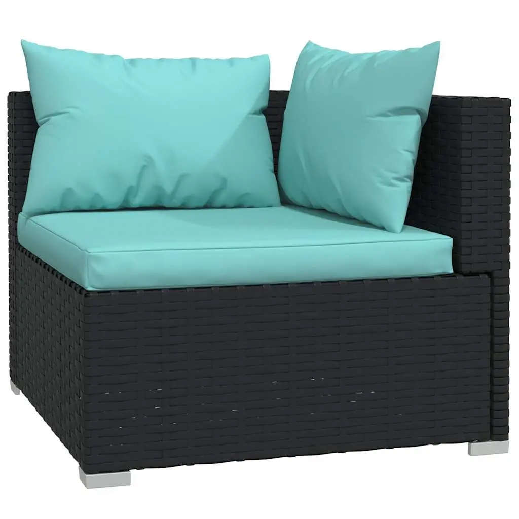 Garden Lounge Set 6 Piece Outdoor Patio Furniture Modular Rattan Sofa Black