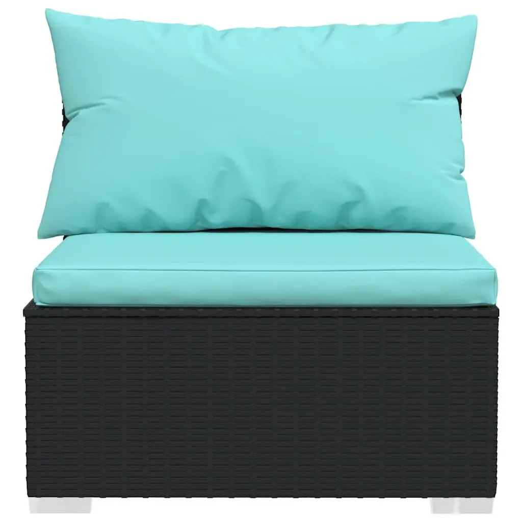 Garden Lounge Set 6 Piece Outdoor Patio Furniture Modular Rattan Sofa Black