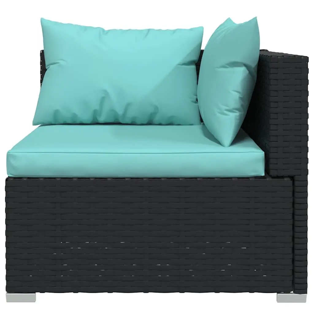 Garden Lounge Set 6 Piece Outdoor Patio Furniture Modular Rattan Sofa Black