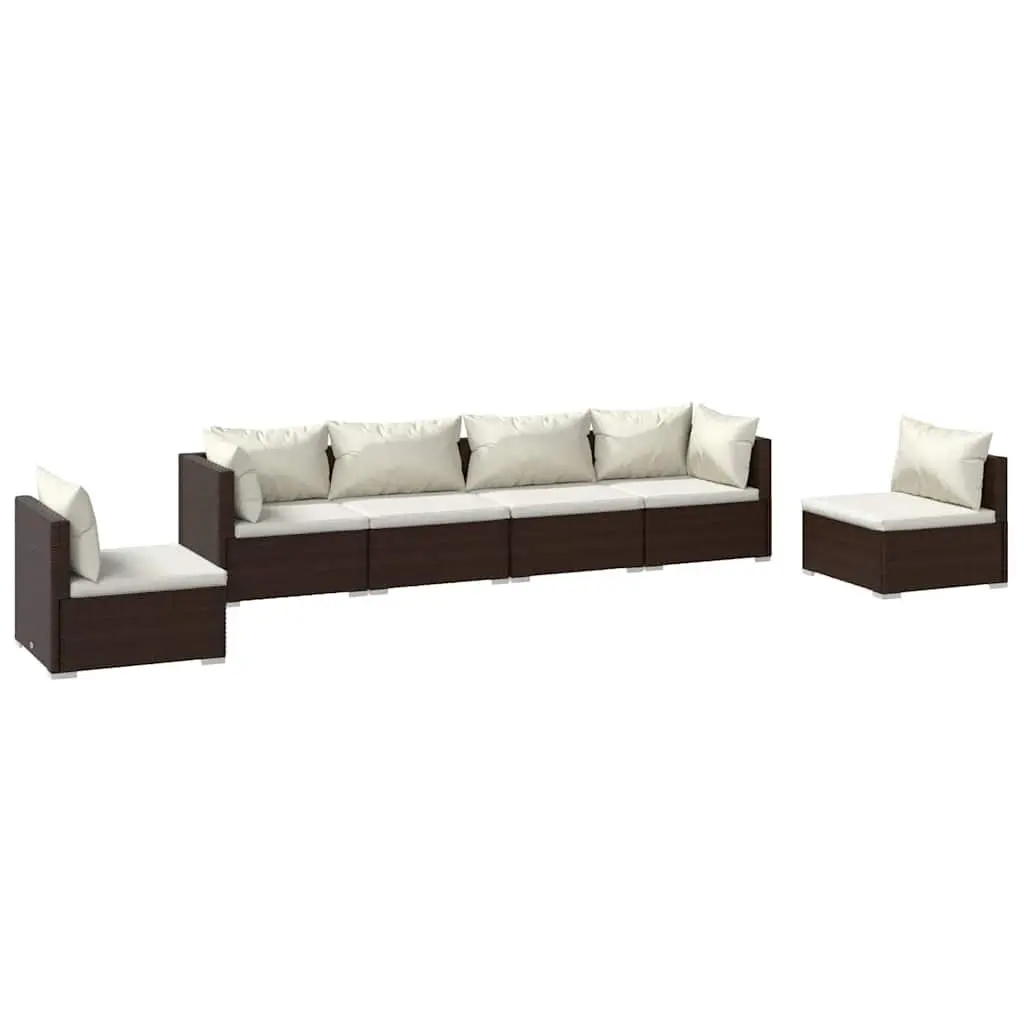 Garden Lounge Set 6 Piece Outdoor Furniture Patio Sofa with Cushions Brown