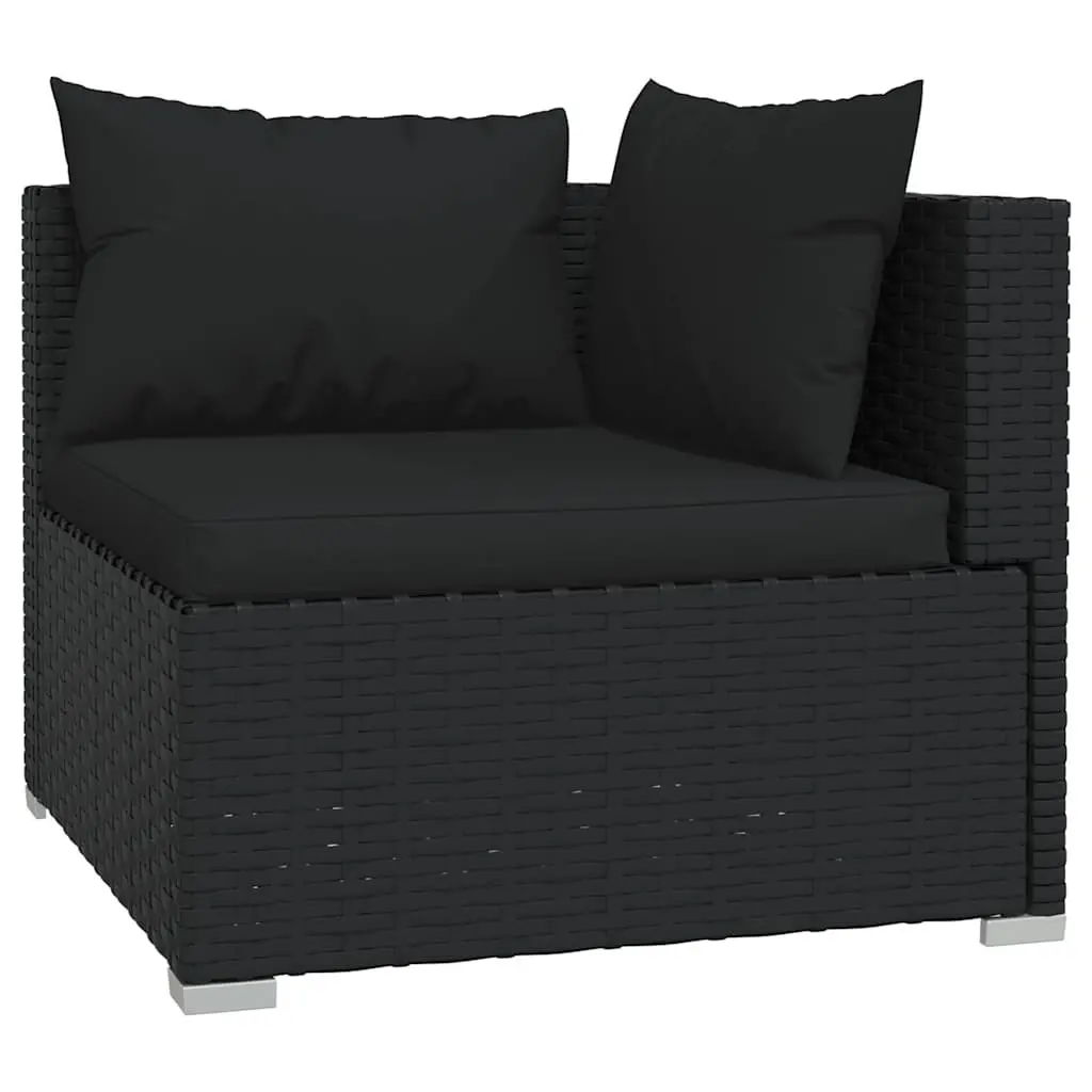 Garden Lounge Set 7 Piece Outdoor Patio Furniture PE Rattan Black with Cushions