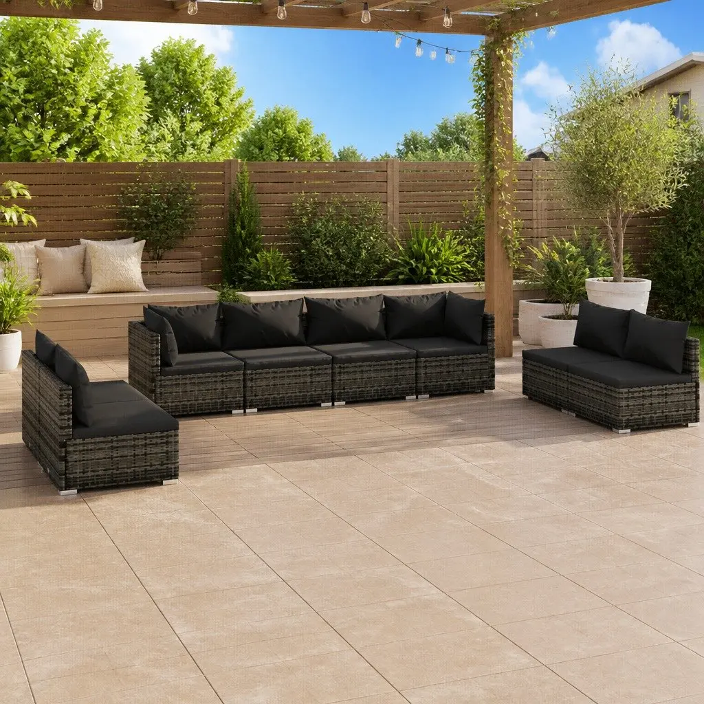 Garden Lounge Set 8 Piece Outdoor Patio Furniture Modular Sofa Grey