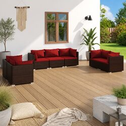 Comfortable 7 Piece Garden Lounge Set in Brown