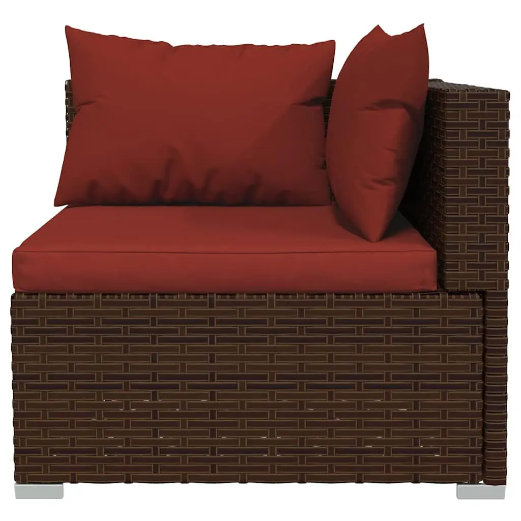 7 Piece Garden Lounge Set Poly Rattan Outdoor Furniture Brown with Cushions