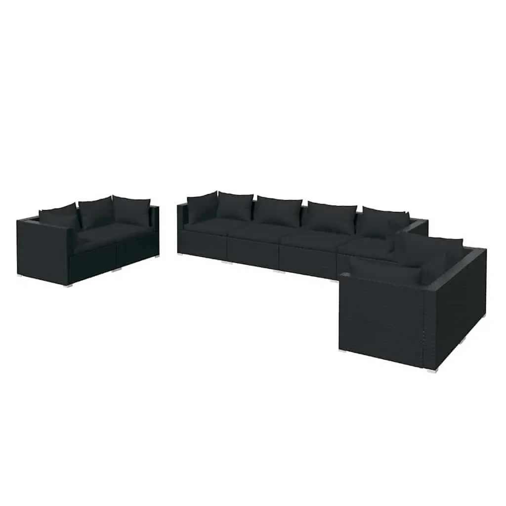 Garden Lounge Set 8 Piece Outdoor Patio Furniture Black Modular Sofa with