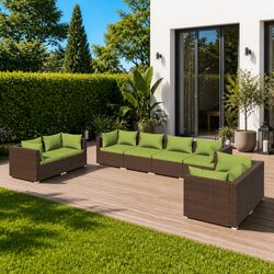Comfortable 8 Piece Brown Garden Lounge Set with Cushions