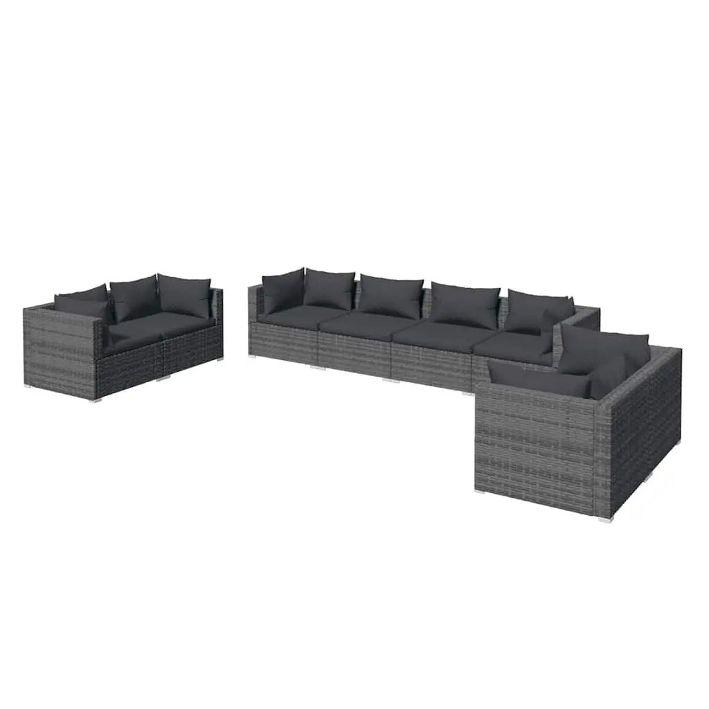 Garden Lounge Set 8 Piece Outdoor Patio Furniture Modular Sofa Grey Poly Rattan