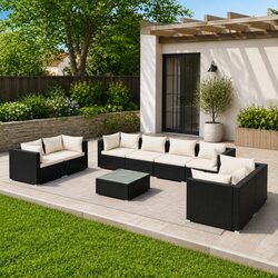 Comfortable 9 Piece Garden Lounge Set for Outdoor Enjoyment