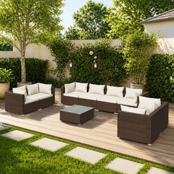 Practical and Affordable 9-Piece Outdoor Lounge Set
