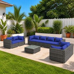 Comfortable and Practical 9-Piece Lounge Set in Grey