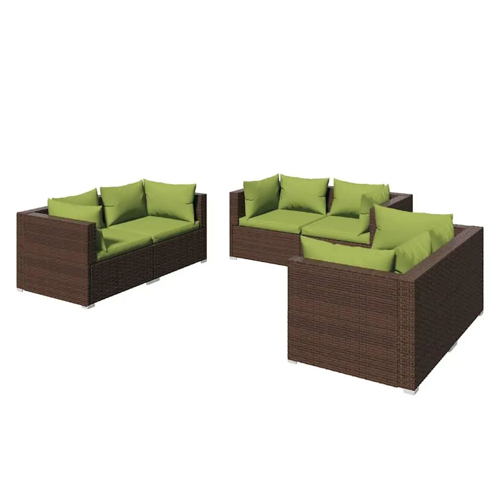 Garden Lounge Set Modular Outdoor Patio Furniture 6 Piece Brown
