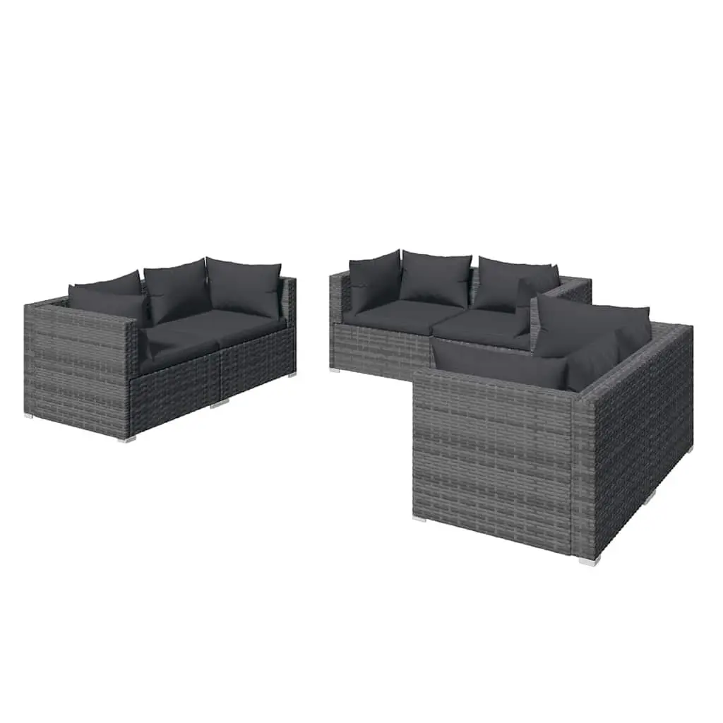 Garden Lounge Set 6 Piece Outdoor Patio Furniture Modular Sofa Grey