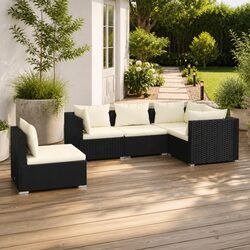 Comfortable 5 Piece Rattan Lounge Set for Outdoor Enjoyment