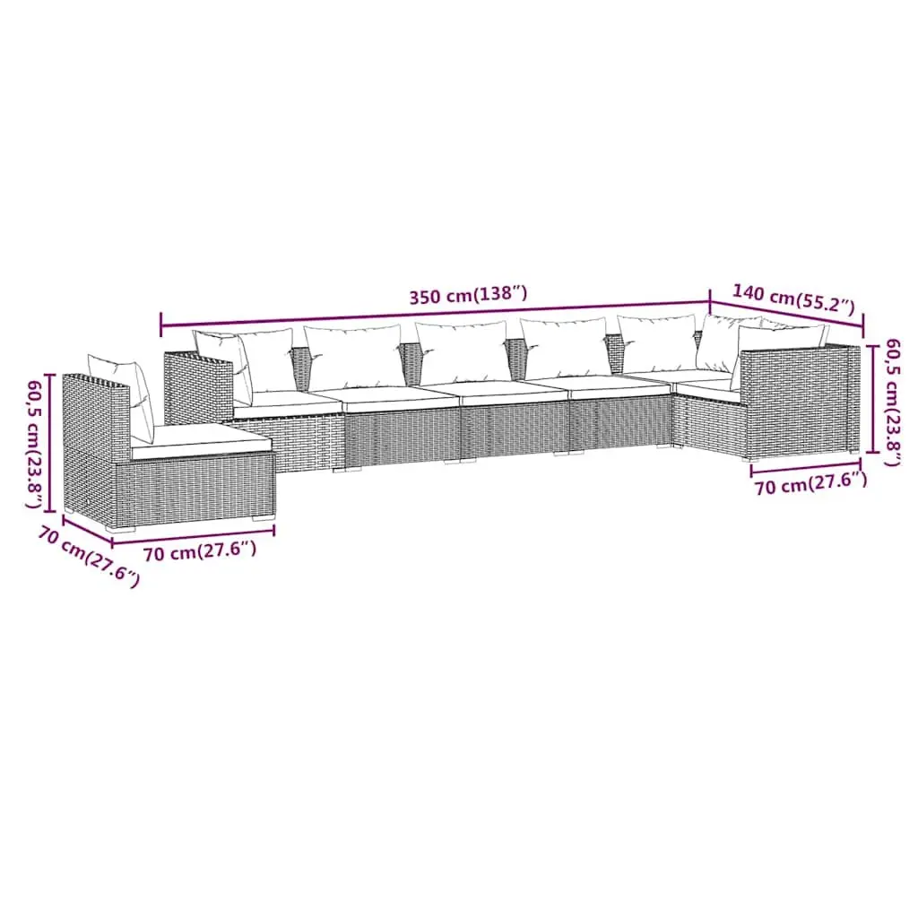 7-Piece Lounge Set with Removable Cushions